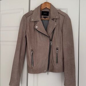Taupe leather motorcycle jacket